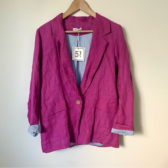Civico 51 100% Linen Pink Blazer Made In Italy Size Small - Picture 1 of 8